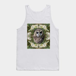 Majestic Owl Surrounded by Wildflowers Tank Top